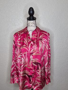 Haver Leaf Print Button Front Shirt Size M